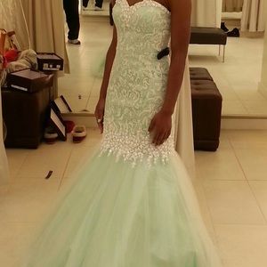 Mint green ball / prom dress